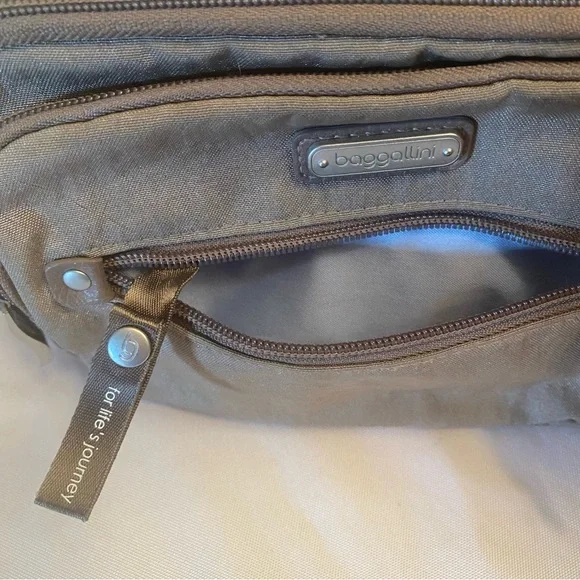 Baggallini Crossbody belt bag adjustable strap color is taupe RFDI - Picture 4 of 15